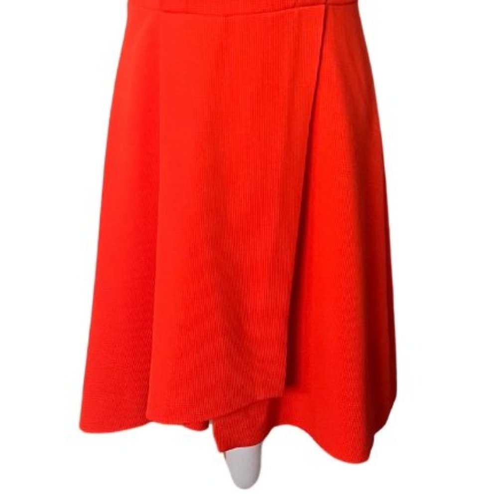 Whistles Textured Sleeveless Flare Dress Waffle Knit, Bright Orange, Sz 8 - Picture 10 of 11
